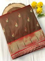 Paithani Silk Brown Festival Wear Weaving Saree